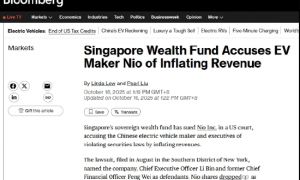 蔚来港股跌幅一度扩大至13%，美股夜盘大跌超10%，新加坡政府投资公司指控蔚来收入虚增
